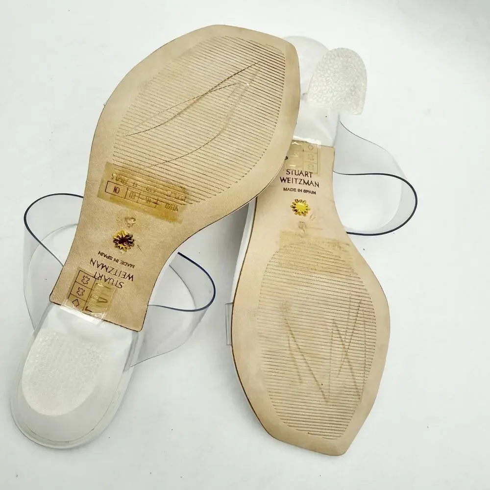 Stuart Weitzman Womens Kristal Clear Sandals US 5 EU 35.5 White Clear EUC